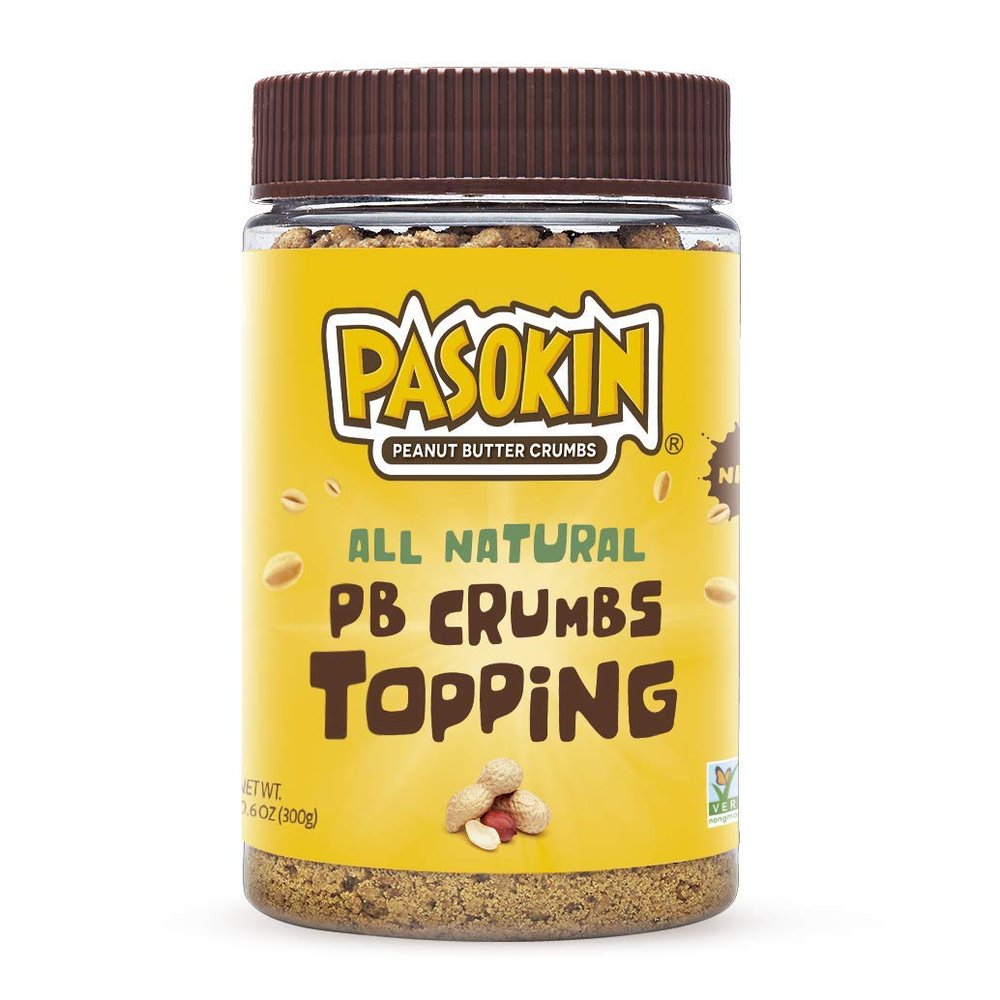 PASOKIN | Peanut Butter Crumbs Topping | Gluten Free, Vegan, All Natural, Kosher, Made in USA, 10.5 oz Jar (Peanut Butter)