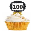 100th Birthday Anniversary Gold Ribbon Novelty Cupcake Appetizer Decoration Toppers / Picks -12ct view 2