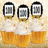 100th Birthday Anniversary Gold Ribbon Novelty Cupcake Appetizer Decoration Toppers / Picks -12ct view 3