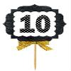 10th Birthday Anniversary Gold Ribbon Novelty Cupcake Appetizer Decoration Toppers / Picks -12ct view 1