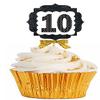 10th Birthday Anniversary Gold Ribbon Novelty Cupcake Appetizer Decoration Toppers / Picks -12ct view 2