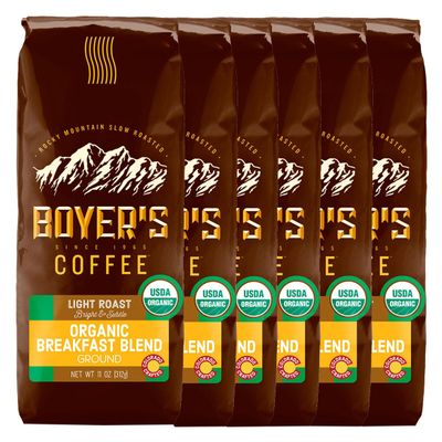 Organic Breakfast Blend, Light Roast, Ground, 4.125 Pound