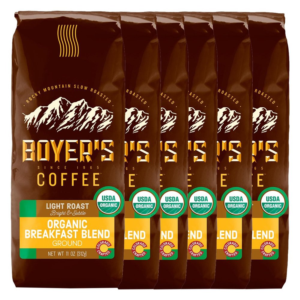 Organic Breakfast Blend, Light Roast, Ground, 4.125 Pound