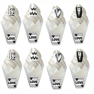 12pack Wedding Love Cupcake Decoration Sugars with Decorative Tulip Baking Cupcake Liners