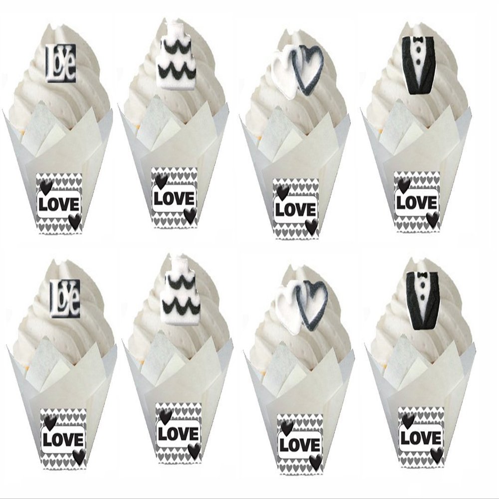 12pack Wedding Love Cupcake Decoration Sugars with Decorative Tulip Baking Cupcake Liners
