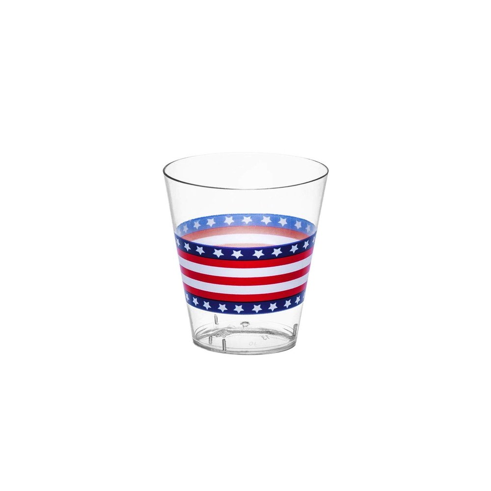 40-Count Printed Hard Plastic 2-Ounce Shot Glasses, Stars and Stripes