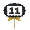 11th Birthday Anniversary Gold Ribbon Novelty Cupcake Appetizer Decoration Toppers / Picks -12ct view 1