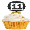 11th Birthday Anniversary Gold Ribbon Novelty Cupcake Appetizer Decoration Toppers / Picks -12ct view 2