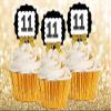 11th Birthday Anniversary Gold Ribbon Novelty Cupcake Appetizer Decoration Toppers / Picks -12ct view 3