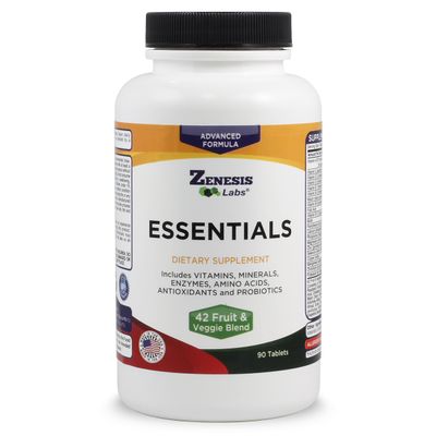 Zenesis Labs Essentials - a Natural & Nutrient Rich Multi-Vitamin - with Minerals, Enzymes, Amino Acids, Antioxidants and Probiotics - 90ct