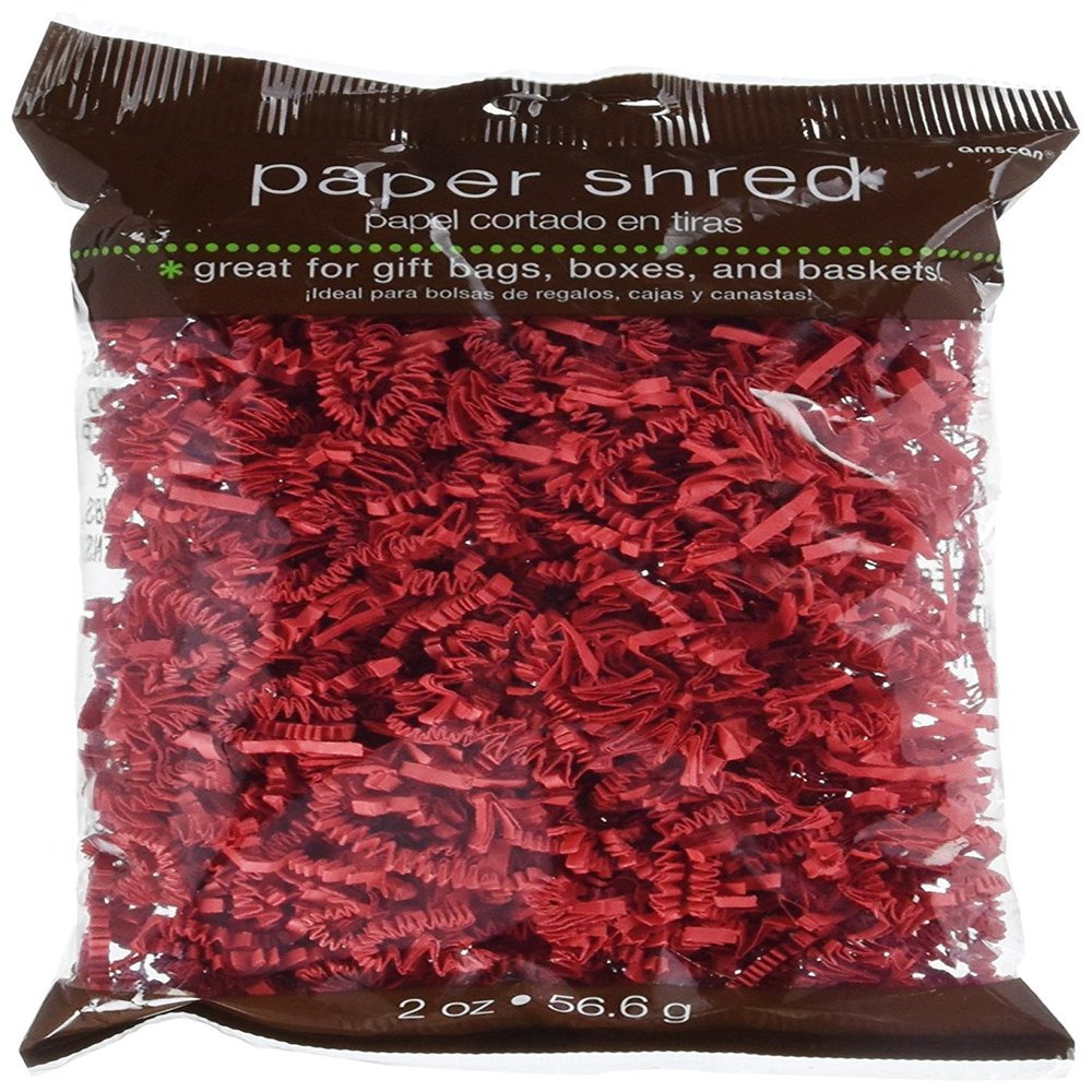Amscan Festive Solid Color Paper Shreds & Strands Party Supply, Red (Value 4-Oz)