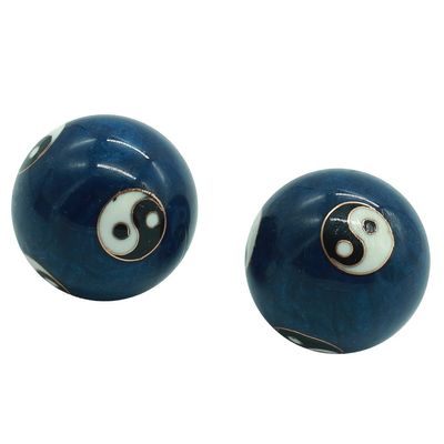 1.4'' Health Hand Balls Cloisonne Exercise Stress Balls Craft Collection (TAIJI blue, s)