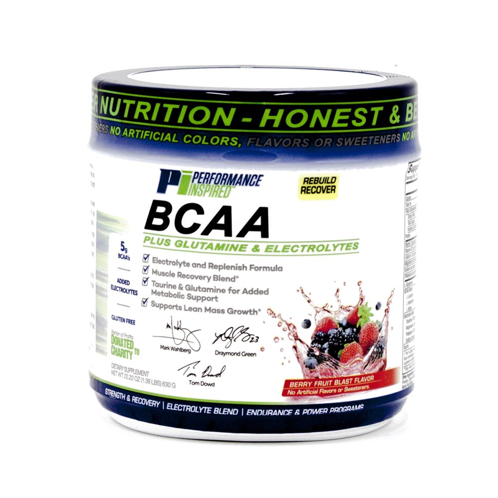 Performance Inspired Nutrition BCAA Powder  5G BCAA with Electrolytes, Taurine & Glutamine  All-Natural & Clean  Muscle Recovery & Repair  Berry Fruit Blast  1.39 lb