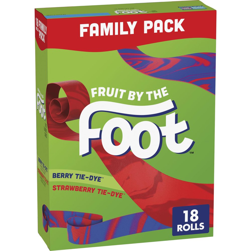Fruit By The Foot Fruit Flavored Snacks, Valentine's Day, Berry Tie-Dye and Strawberry Tie-Dye, 18 Rolls, 13.5 oz