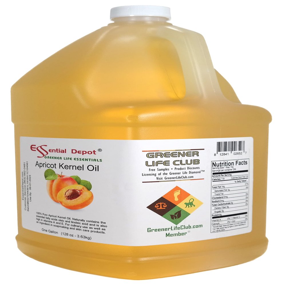 Apricot Kernel Oil - 1 Gallon (128 oz) - Food Grade - Safety Sealed HDPE Container with Resealable Cap - 100% Pure and Natural for Hair, Skin, Massage, and Cooking