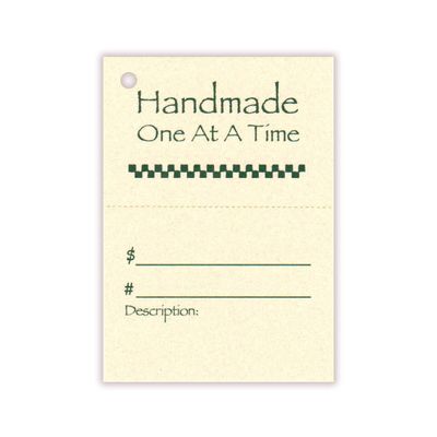 100 Hang Tags 2-Part~Handmade ONE at A TIME & 100 Cut Strings for Crafts & Gifts. Personalize & Price Your Merchandise.
