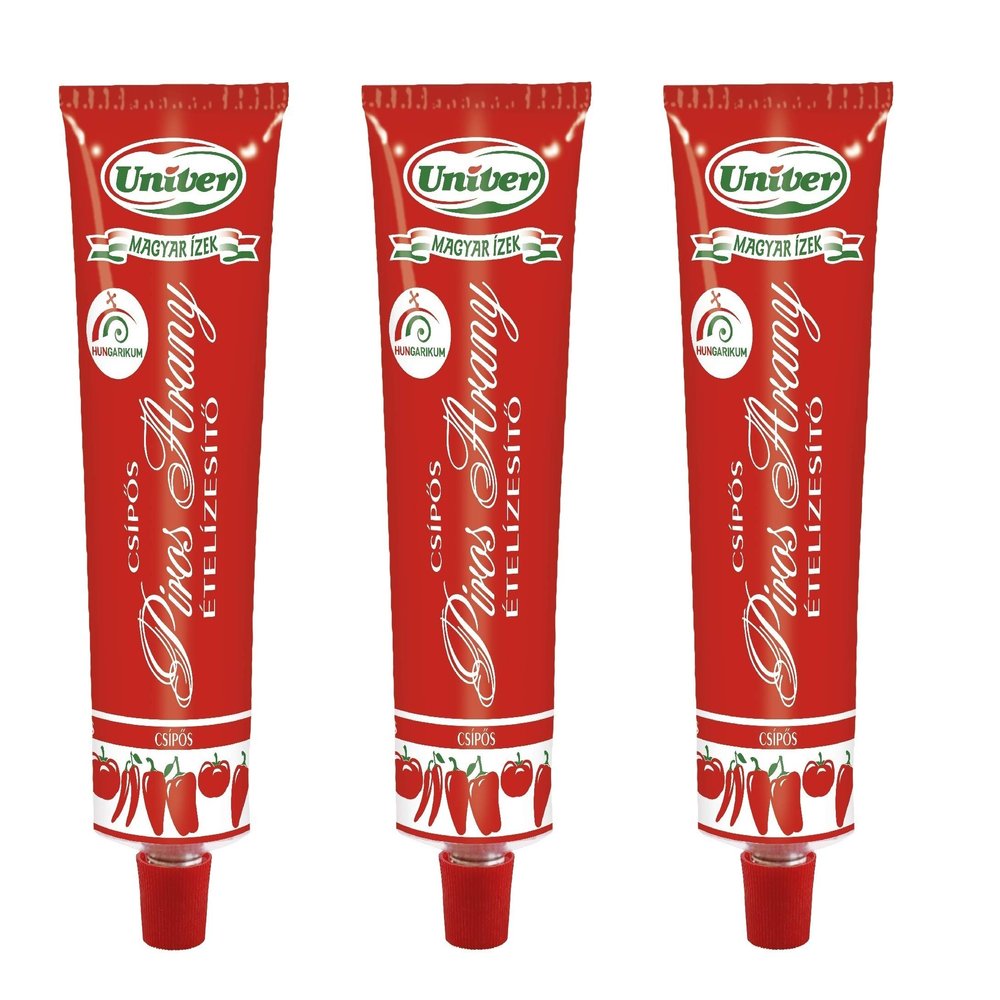 (Pack of 3) Authentic Univer Piros Arany Red Gold Hungarian Paprika Paste HOT Csipos 3x160g