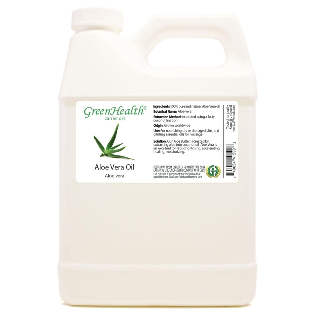 Aloe Vera Oil 32 fl oz | Bulk Carrier Oil for Skin, Hair & Massage | Natural Moisturizer for Aromatherapy, DIY Skincare & Body Care | Packaged in White Plastic Jug