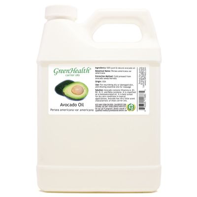 Avocado Oil - 100% Pure & Natural Carrier Oil, Cold Pressed - 32 fl oz - GreenHealth