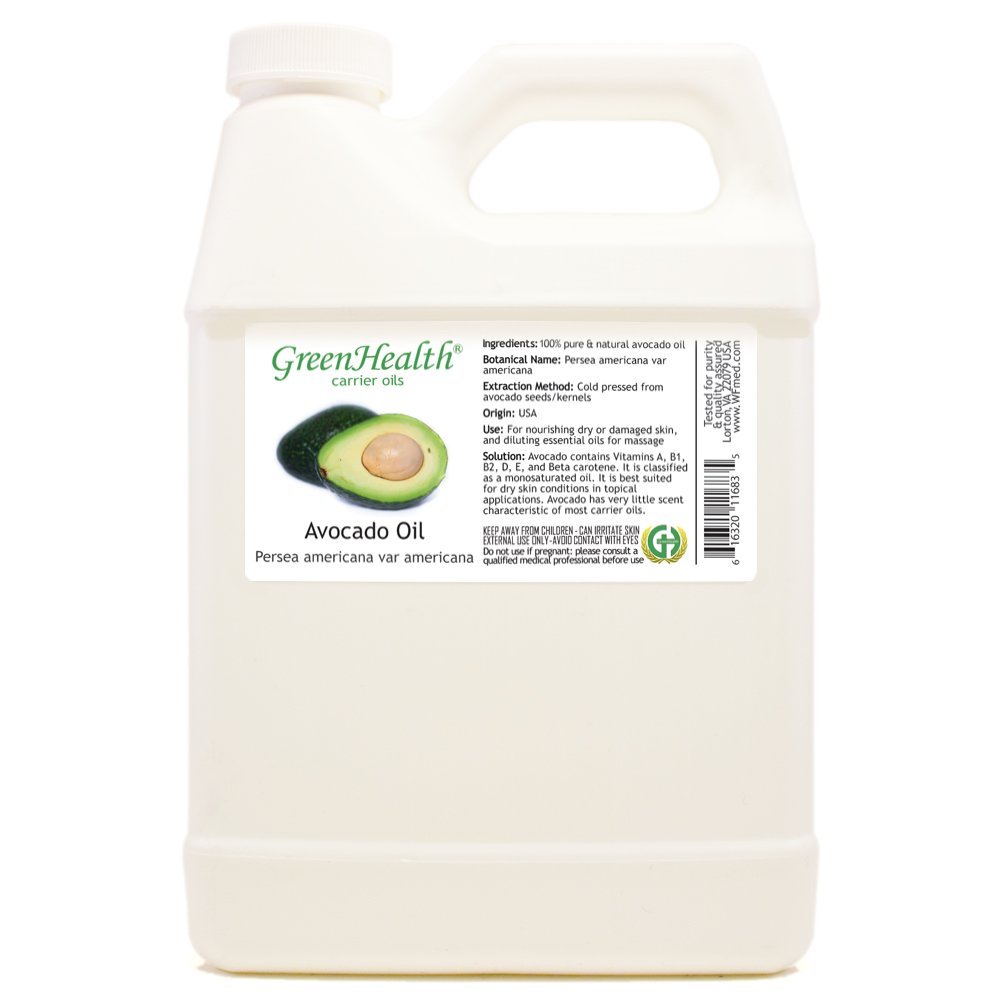 Avocado Oil - 100% Pure & Natural Carrier Oil, Cold Pressed - 32 fl oz - GreenHealth