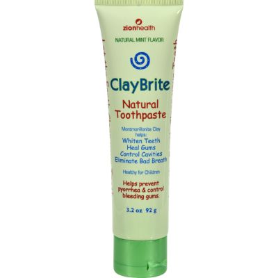 Zion Health ClayBrite Natural Toothpaste - Natural Mint - Healthy for Children - 3.2 oz (Pack of 2)