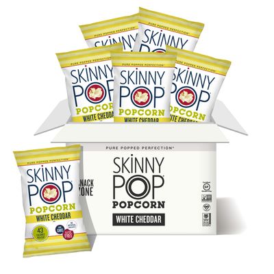 SkinnyPop White Cheddar Popcorn, 6ct, 4.4oz Grocery Size Bags, Skinny Pop, Healthy Popcorn Snacks, Gluten Free