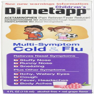Dimetapp Children's Multi-Symptom Cold Flu Liquid Red Grape Flavor - 4 oz