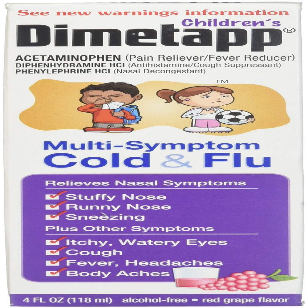 Dimetapp Children's Multi-Symptom Cold Flu Liquid Red Grape Flavor - 4 oz