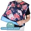 6 Pack Adult Bibs with Crumb Catcher - Waterproof and Reusable Clothing Protectors for Elderly Women view 3