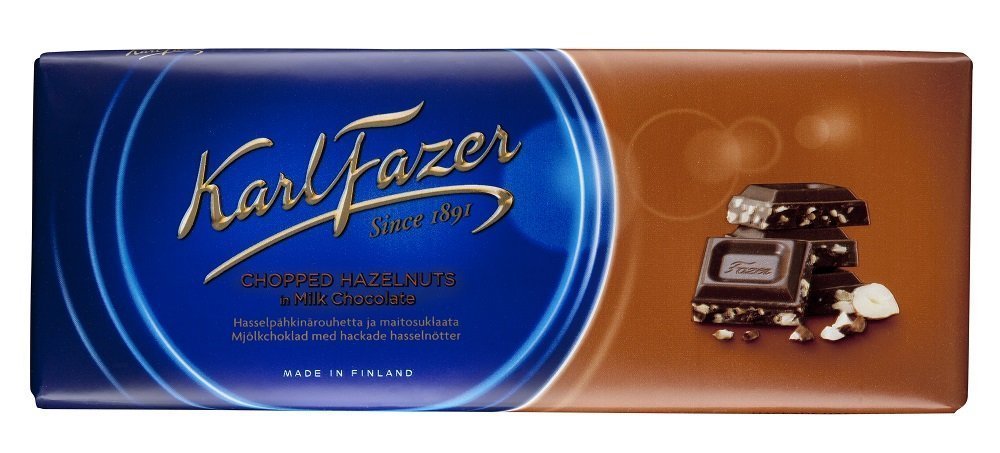 10 Bars x 200g of Karl Fazer Blue Chopped Hazelnuts - Original - Finnish - Milk Chocolate
