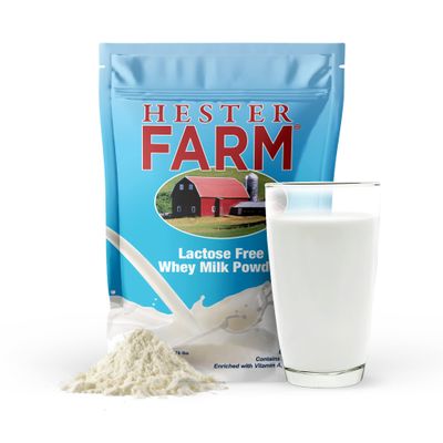 Hester FARM Lactose Free Milk Powder Product (Whey-Based), for Kids and Adults, for Drinking, Cooking, Baking, 800g Milk, 5-Year Shelf-Life, Great for Camping & Emergencies