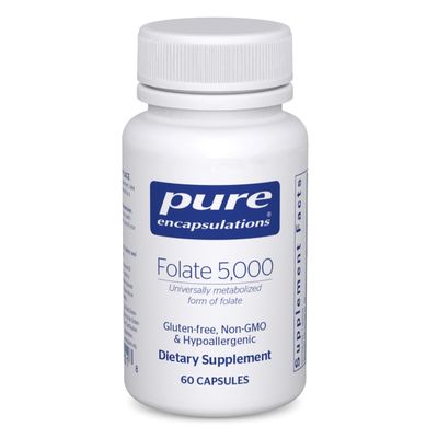Pure Encapsulations - Folate 5,000 - Activated Vitamin B9 as 5-Methyltetrahydrofolate (5-MTHF) - 60 Capsules