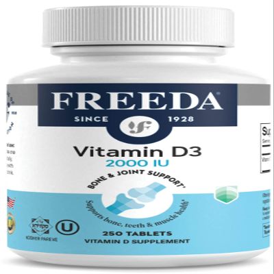 FREEDA Vitamin D3-2000 IU High-Potency Vitamin D for Bone Strength & Immune Support Easy-to-Swallow Tablets 250 Tiny Tablets