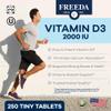 FREEDA Vitamin D3-2000 IU  High-Potency Vitamin D for Bone Strength & Immune Support  Easy-to-Swallow Tablets  250 Tiny Tablets view 2