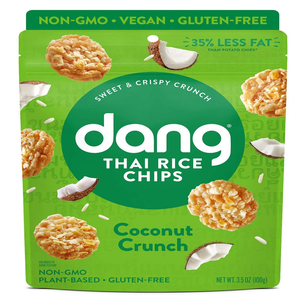 DANG Sticky Rice Chips | Coconut Crunch | 4 Pack | Vegan, Gluten Free, Non Gmo Rice Crisps, Healthy Snacks Made With Whole Foods | 3.5 Oz Bags