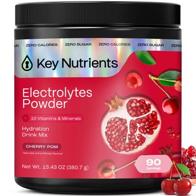 KEY NUTRIENTS Multivitamin Electrolytes Powder No Sugar - Sweet Cherry Pom Electrolyte Powder - Endurance & Energy Supplement - Hydration Powder - No Calories - 90 Servings - Made in USA