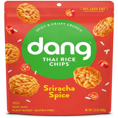 DANG Sticky Rice Chips | Sriracha Spice | 4 Pack | Vegan, Gluten Free, Non Gmo Rice Crisps, Healthy Snacks Made With Whole Foods | 3.5 Oz Bags