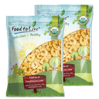 Food to Live Organic Banana Chips, 10 Pounds Sweetened, Unsulfured, Non-GMO, Kosher, Vegan, Bulk