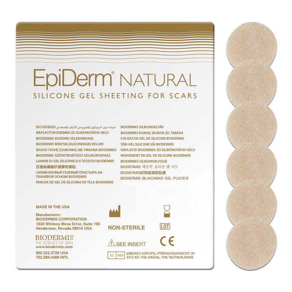 Epiderm Silicone Scar Circles  Medical Grade Silicone Scar Patches for Face & Body  Reusable, Washable & Clear Scar Dots for Small Keloid & Hypertrophic Scars from Acne, Liposuction & More (6-Pack)