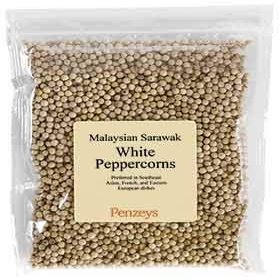 Whole Sarawak White Peppercorns By Penzeys Spices 7.2 oz 1.5 cup bag (Pack of 1)