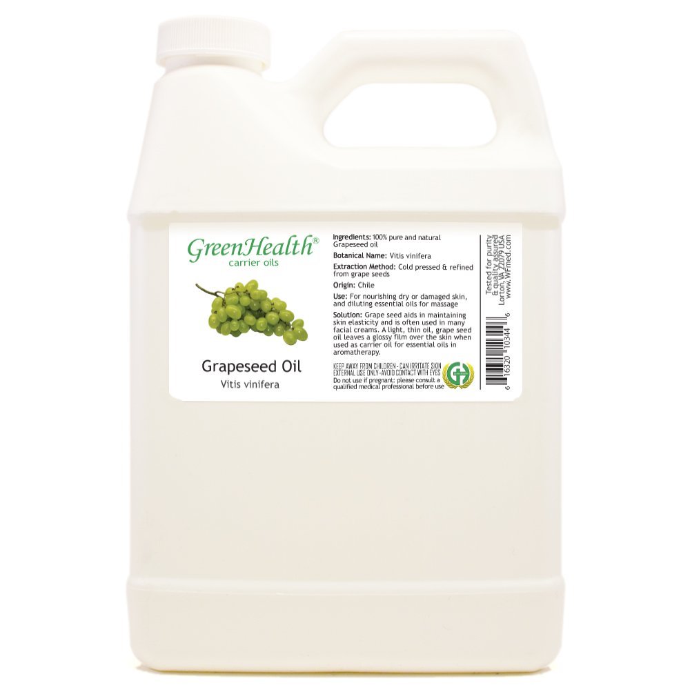 Grapeseed Carrier Oil 32 fl oz (946 ml) 100% Pure and Natural Carrier Oil - Cold Pressed - GreenHealth