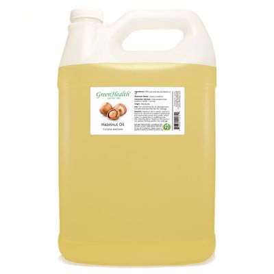 GreenHealth Hazelnut Carrier Oil  1 Gallon (128 oz)  100% Pure & Natural, Cold-Pressed  Moisturizing Base Oil for Aromatherapy, Skin & Hair Care  Bulk Size in Clear Plastic Jug