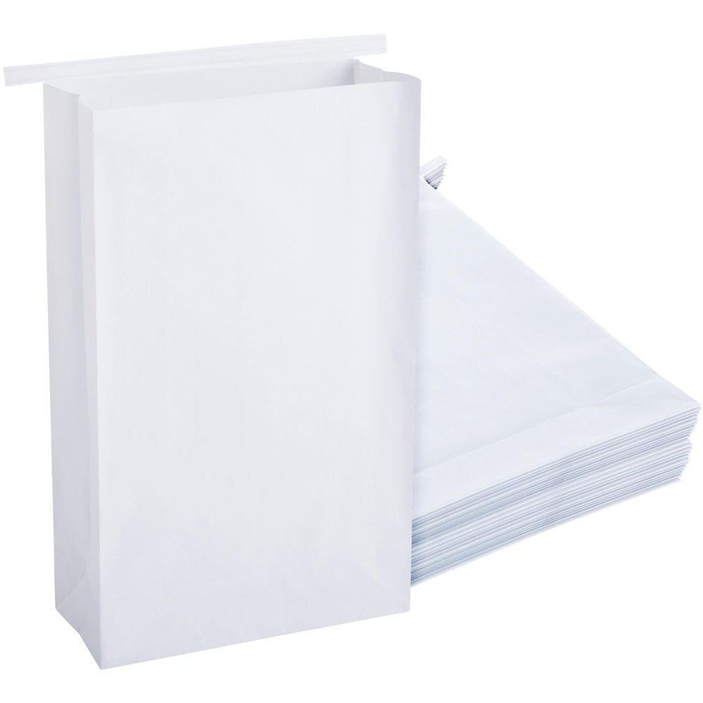 Juvale Paper Disposable Vomit Bags - White Paper, 6 x 2.6 x 9.7 in, 50 Count - Car Travel Essentials for Long Trips & Motion Sickness Relief - Vomit & Puke Bags for Pregnancy Nausea
