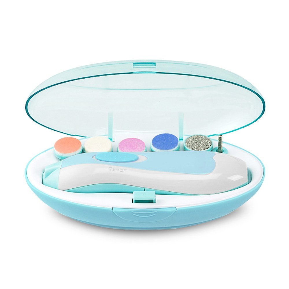 Baby Nail File, Portable Versatile Safe Baby Nail Clippers with Light for Newborn Toddler Toes and Fingernails One-Button Activation Multiple Speeds
