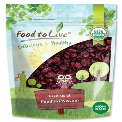 Food to Live Organic Dried Cranberries, 2 Pounds Non-GMO, Kosher, Unsulfured, Bulk