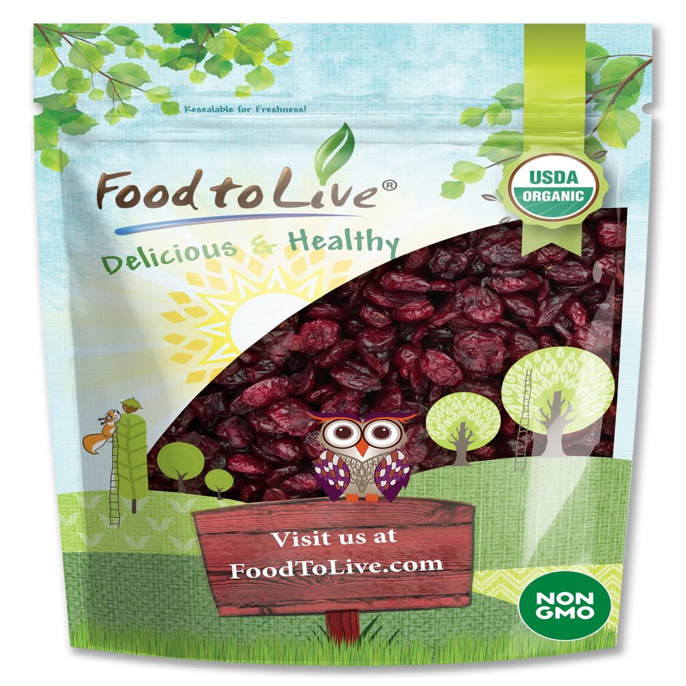 Food to Live Organic Dried Cranberries, 2 Pounds Non-GMO, Kosher, Unsulfured, Bulk