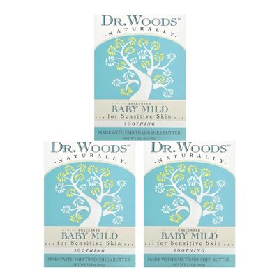 Dr. Woods Unscented Baby Mild Bar Soap - 5.25 Oz Bar, Pack of 3