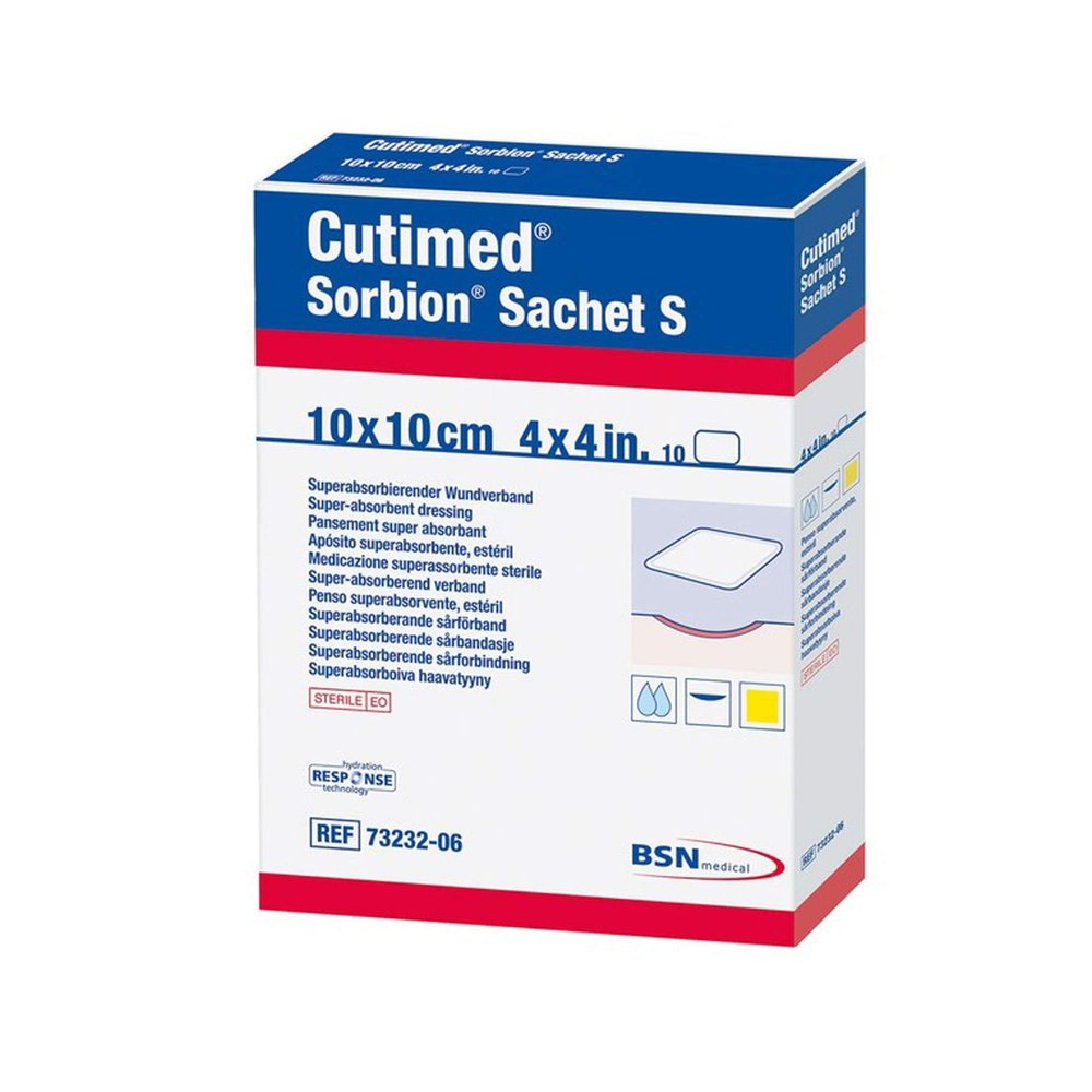Cutimed Sorbion Sachet S Wound Dressing Cellulose/Gel Forming Polymer 4 X 4 Inch, 7323206 - Box of 10
