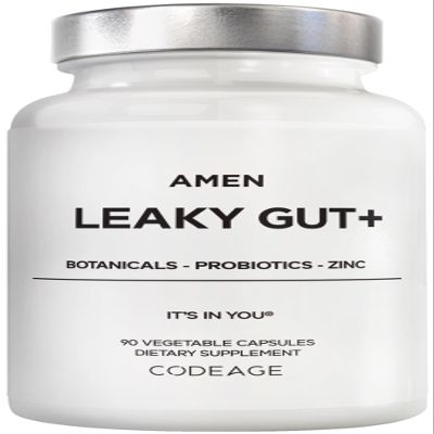Amen Leaky Gut Supplement - Advanced Formula with Bioavailable L Glutamine, Zinc, Turmeric, DGL Licorice Root - Marshmallow Root - Probiotics & Fermented Prebiotics - Vegan, Non-GMO - 90 Capsules