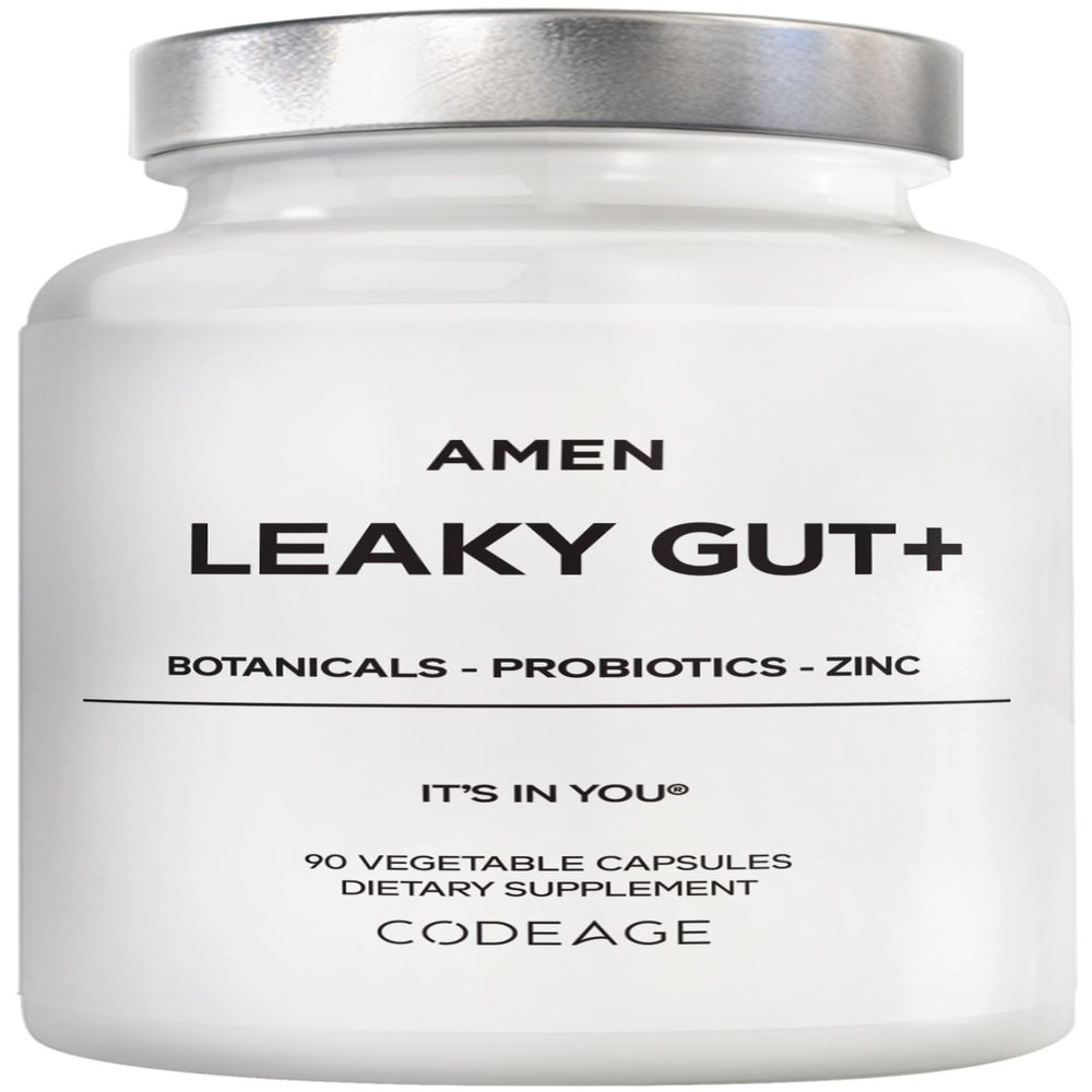 Amen Leaky Gut Supplement - Advanced Formula with Bioavailable L Glutamine, Zinc, Turmeric, DGL Licorice Root - Marshmallow Root - Probiotics & Fermented Prebiotics - Vegan, Non-GMO - 90 Capsules